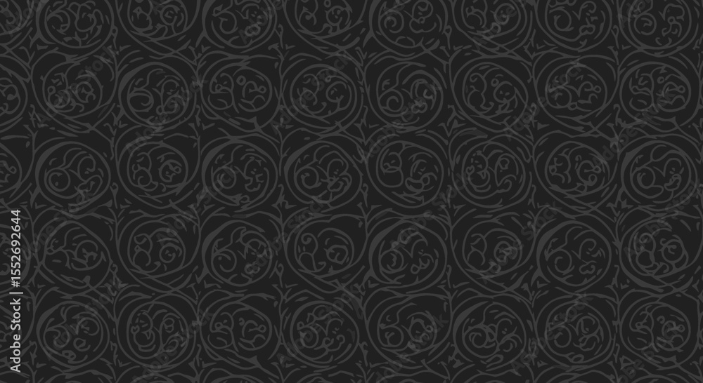 Poster elegant dark seamless pattern with vintage circular motif for upscale design projects