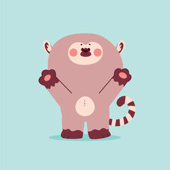 Cute Lemurs cartoon character with raised paws