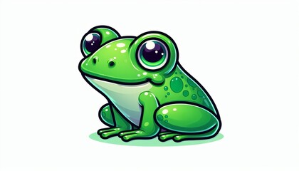 Fototapeta premium Cute Green Pixel Art Frog on White Background