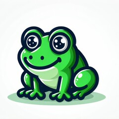 Fototapeta premium Cute Green Cartoon Frog Illustration