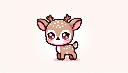 Obraz premium Adorable Brown Fawn Pixel Art Illustration