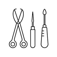 Surgical Precision Outline Medical Tools for Sterile Procedures Instruments in Healthcare and Operating Room Equipment Icons