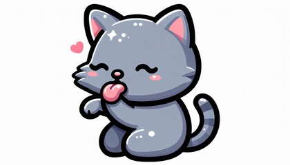 Cute Gray Kitten Pixel Art Illustration