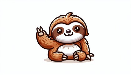 Obraz premium Cute Brown Sloth Pixel Art Illustration