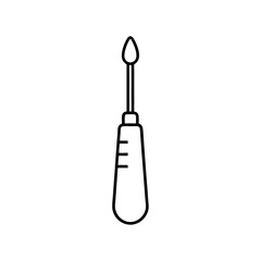 Outline Illustration of a Dental Instrument for Carving or Filling Teeth in a Medical or Dental Setting Isolated
