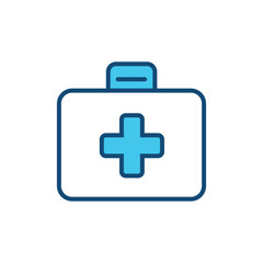 Fototapeta premium A clean and modern flat line icon of a first aid kit, ideal for use in medical, healthcare, emergency services, pharmacy, hospital, or COVID-19-related designs. Editable stroke and vector format.