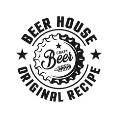 Obraz premium Beer house typography logo vector design black and white