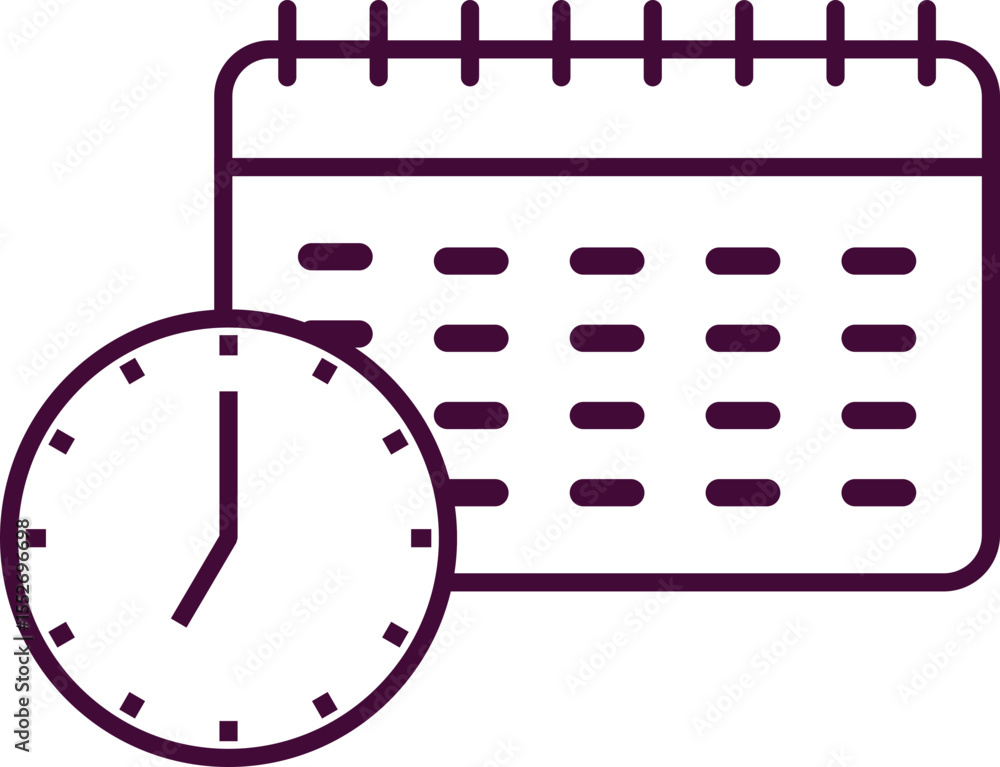 Poster time and clock line icon element