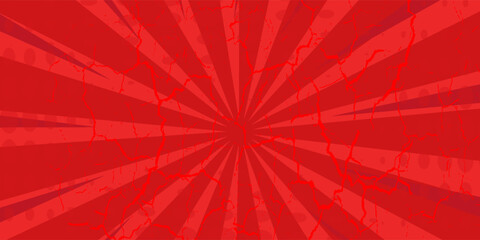 Red comic sunburst effect background with halftone. pop art comic-style vector background