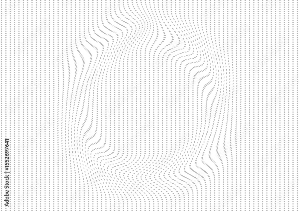 Aufkleber Abstract warped grey dotted lines forming distorted circle shape, tech minimal background. Vector geometric pattern design