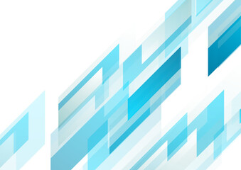 Fototapeta premium Bright blue and white geometric glossy elements abstract tech background. Vector minimal graphic design