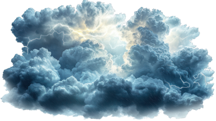 Thundercloud with bright lightning and rain