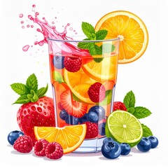Refreshing Mixed Berry Citrus Drink with Mint