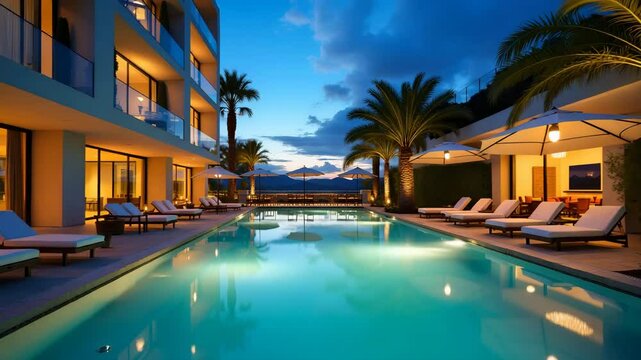 Showcase dynamic hospitality industry outlook visuals featuring upscale hotels innovative service designs and vibrant travel experiences that drive modern tourism and customer satisfaction. in  Photo 