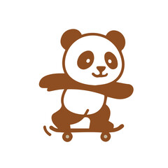 Fototapeta premium Cute Cartoon Panda Enjoying Skateboarding