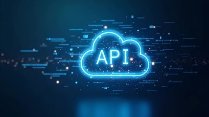 Innovative cloud API integration solution enabling seamless connectivity between applications robust data exchange and efficient digital service orchestration for enterprises. in  Photo Stock  Concept