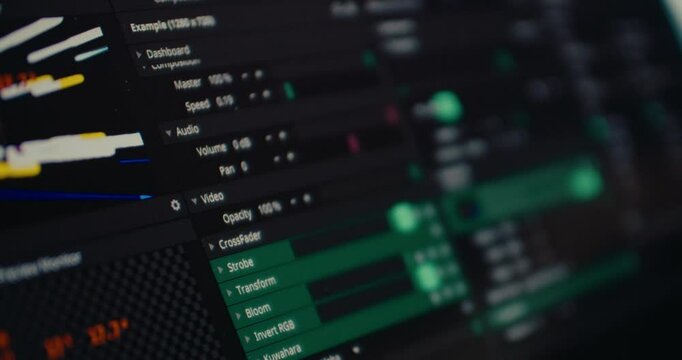 close up on controlling software on pc studio monitor audio and video for main stage event