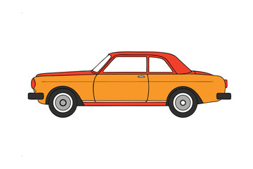 Classic Orange Car: A vintage orange car is presented, exuding timeless appeal, ready to be embraced for your creative endeavors.