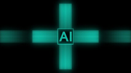 neon Innovative Advanced AI Chip Artificial intelligence chipset circuit board futuristic concept technology computer chipset technology network. - Powered by Adobe