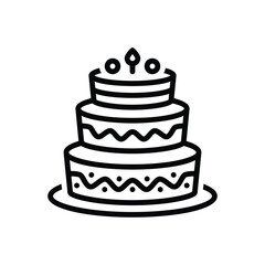 Black line icon for cake