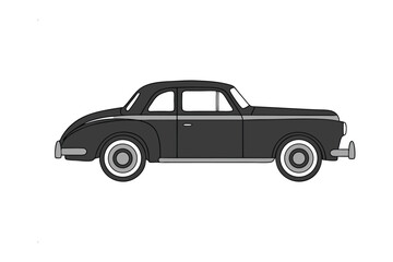 Classic Black Car Illustration: A sleek black classic car is showcased, evoking a sense of vintage style. This illustration highlights its elegant curves and timeless design. 