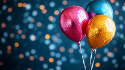 Festive balloons against a bokeh background for celebration