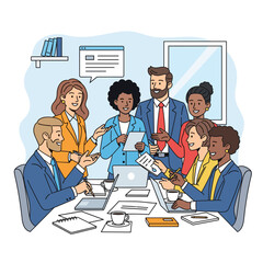 Business meeting concept vector illustration.