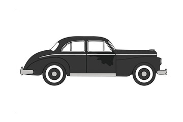 Classic Car Silhouette: A sleek, black vintage automobile stands in stark silhouette, emphasizing the timeless elegance of the vehicle's design.  