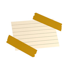 A blank lined note paper held by two pieces of tape, ideal for writing notes or reminders.
