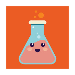Smiling Science Beaker Chemistry Lab Cartoon Icon