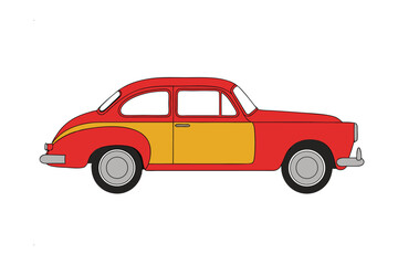 Classic Car Illustration: A stylized illustration of a vintage automobile in a striking color scheme, evoking nostalgia for the golden age of transportation.