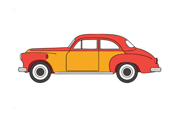 Retro Car on the Move: A vintage car, boasting a striking two-tone design, symbolizes nostalgia for classic vehicles, with clean lines