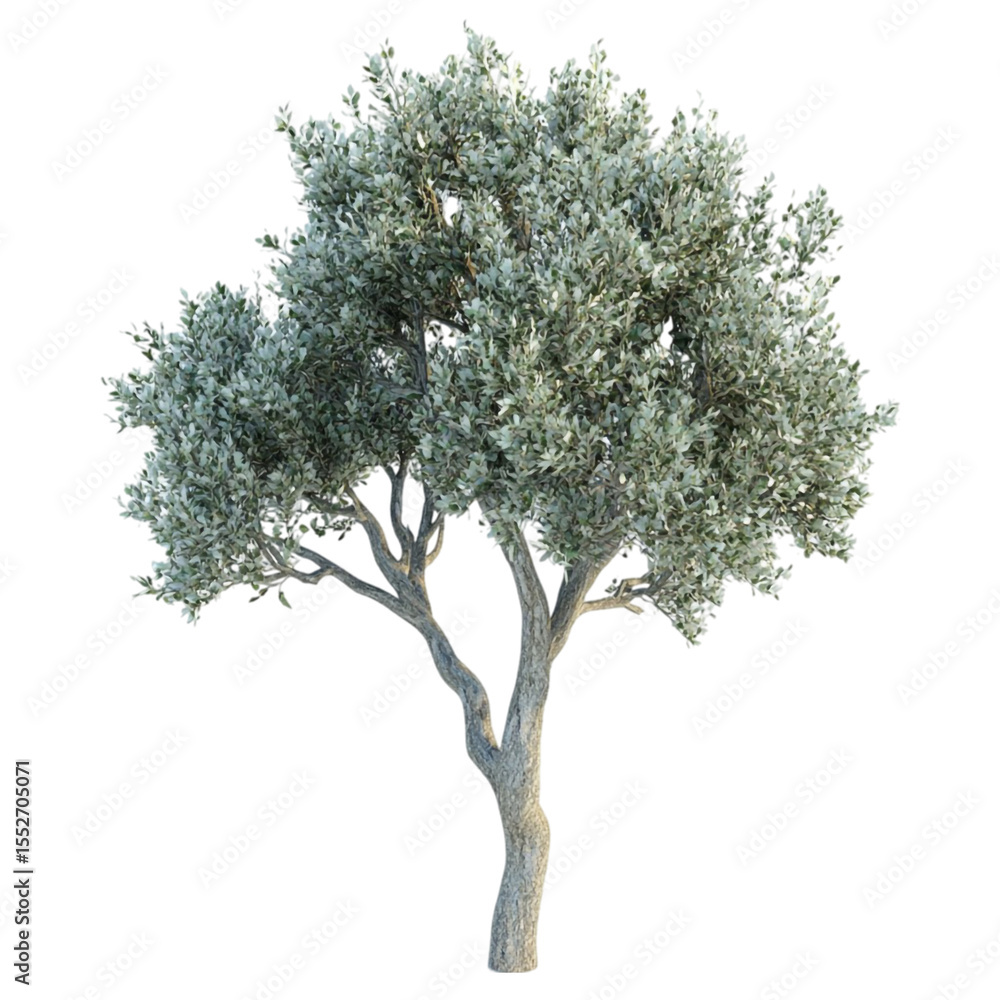 Poster olive tree isolated on white background with abstract lines