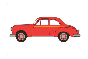 Fototapeta premium Vintage Car Icon: An iconic red vintage car, in a sleek side profile, ready to inspire.