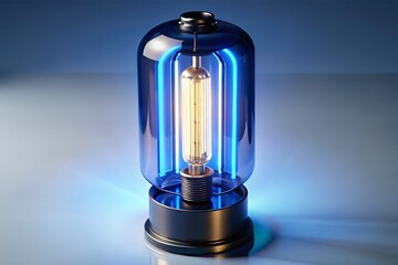Elegant Blue Glass Vacuum Tube Desk Lamp Modern & Vintage Design