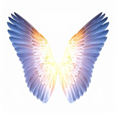 Fototapeta premium Radiant Angel Wings with Blue and Orange Glow