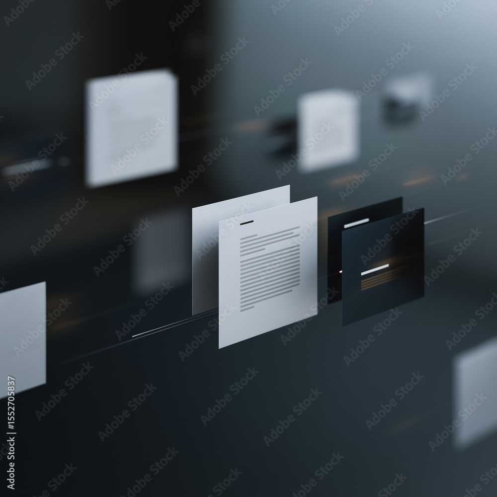 Aufkleber digital documents: an abstract image that brings the essence of contemporary information management,