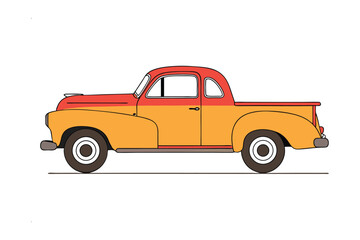Vintage Pickup Truck Illustration: A classic illustration of a vintage pickup truck, showcasing its two-toned paint job (red and yellow), and retro design.