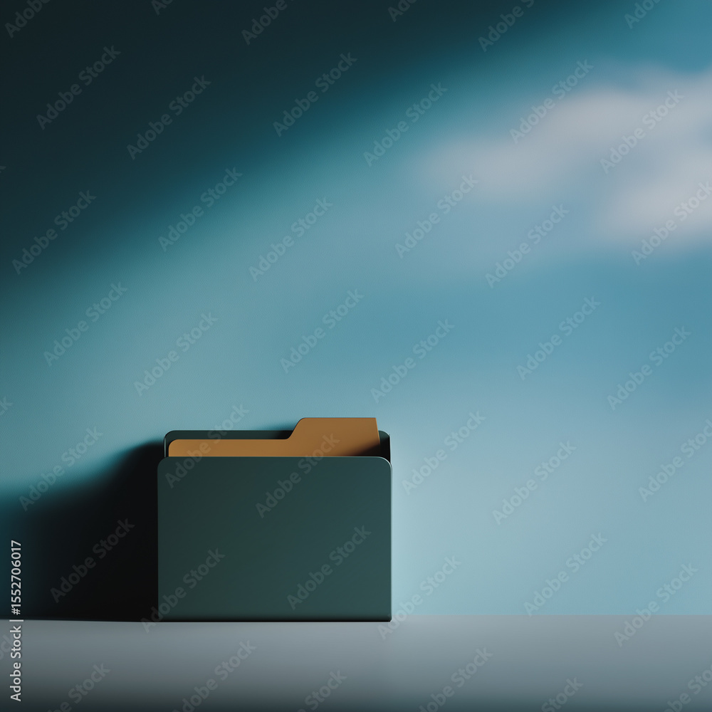 Poster data folder against sky: a data folder is placed in against sky with abstract sky background, evokin