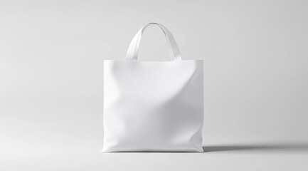 Blank white tote bag on plain background