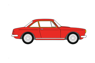 Fototapeta premium Classic Red Coupe: A timeless red coupe with sleek lines and a vintage design, representing classic car elegance and automotive heritage.