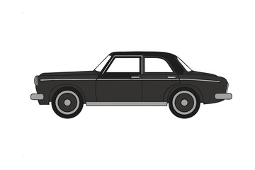 Fototapeta premium Vintage Sedan Illustration: A classic black sedan car stands out with timeless design and elegance, perfect for transport or design projects.