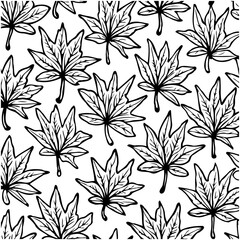 Elegant maple leaf pattern: Black and white vector design perfect for backgrounds