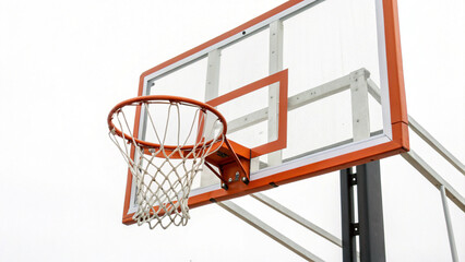 Sporting equipment focus: a detailed shot of a basketball hoop and its rectangular backboard