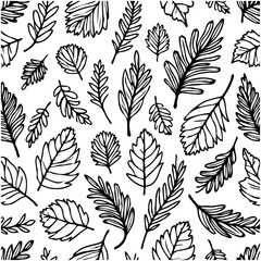 Botanical Bliss: Intricate Black and White Leaf Pattern for Creative Backgrounds