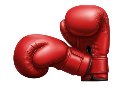 Red boxing gloves isolated on transparent background
