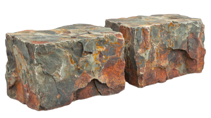 Two textured, rectangular rock blocks, close together