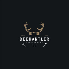 Deer antler logo for hunting and adventure community in nature simple and elegant symbol
