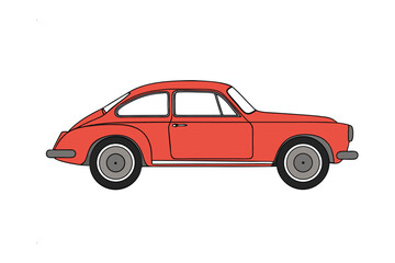 Vintage Red Car: A vibrant red, classic automobile. Simple design, elegant shape, it represents an era of style. Clean lines and bold color showcase iconic design.