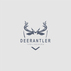 Deer antler logo for hunting and adventure community in nature simple and elegant symbol